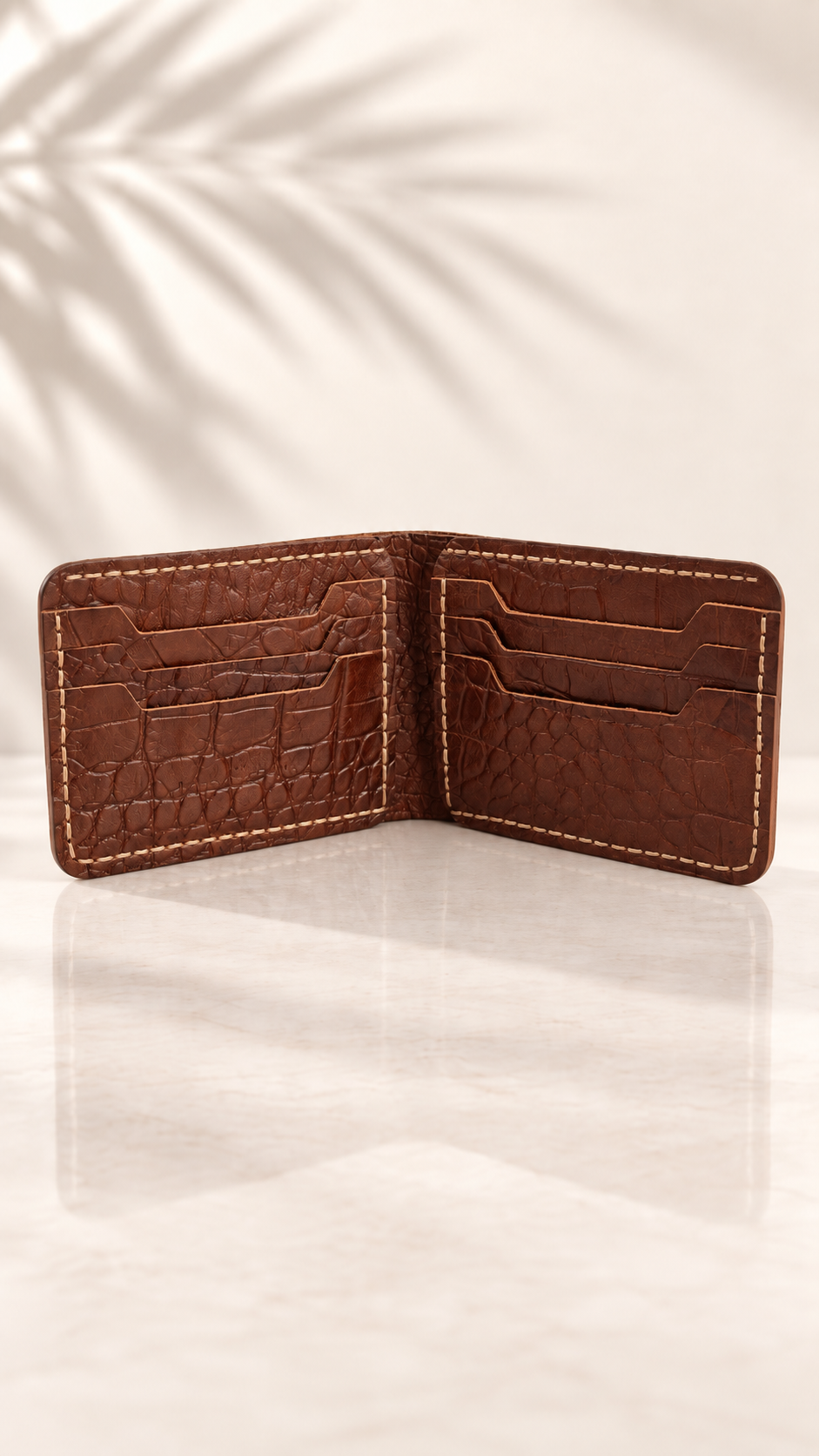 Crocodile Leather Six-Slot Bifold Wallet - Image 2