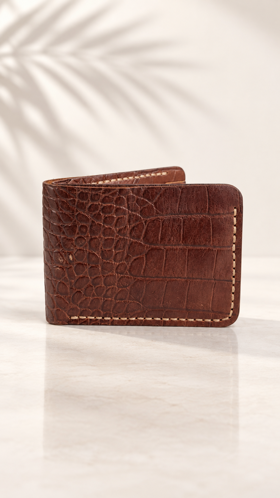 Crocodile Leather Six-Slot Bifold Wallet - Image 3