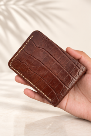 Crocodile Leather Six-Slot Bifold Wallet
