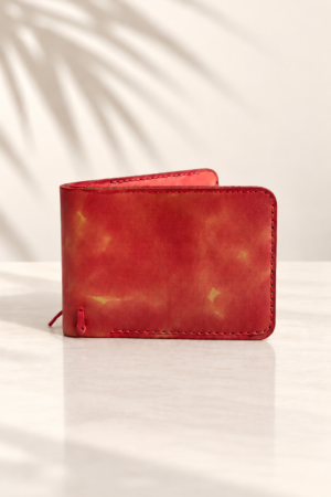 Marbled Red Six-Slot Bifold Wallet