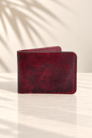 Marbled Burgundy Six-Slot Bifold Wallet