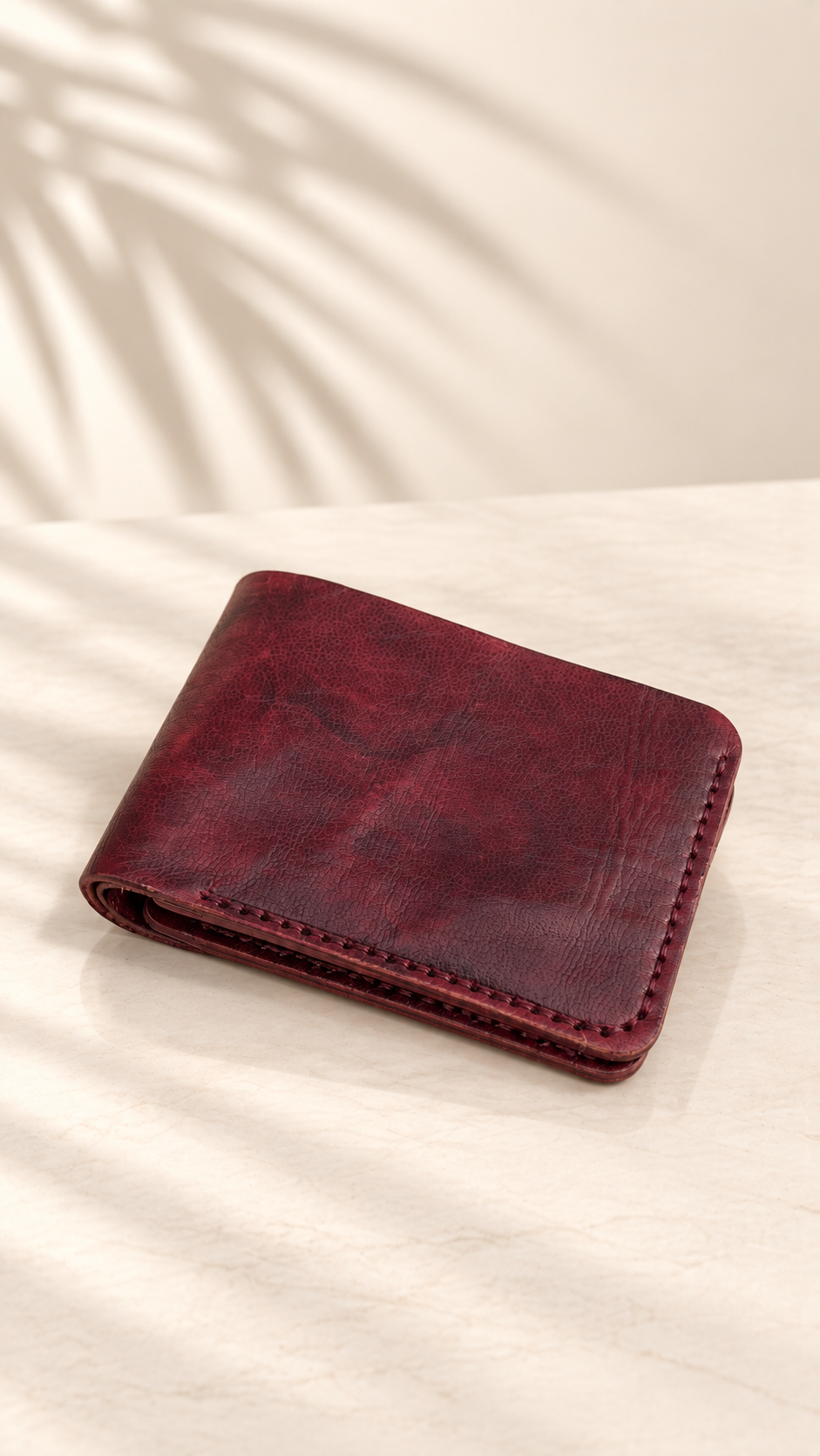 Marbled Burgundy Six-Slot Bifold Wallet - Image 3