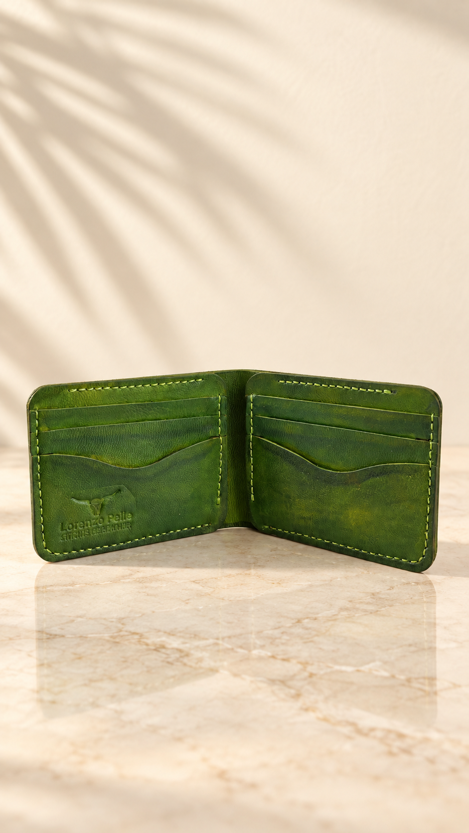 Green Six-Slot Bifold Wallet - Image 2