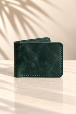 Teal Six-Slot Bifold Wallet