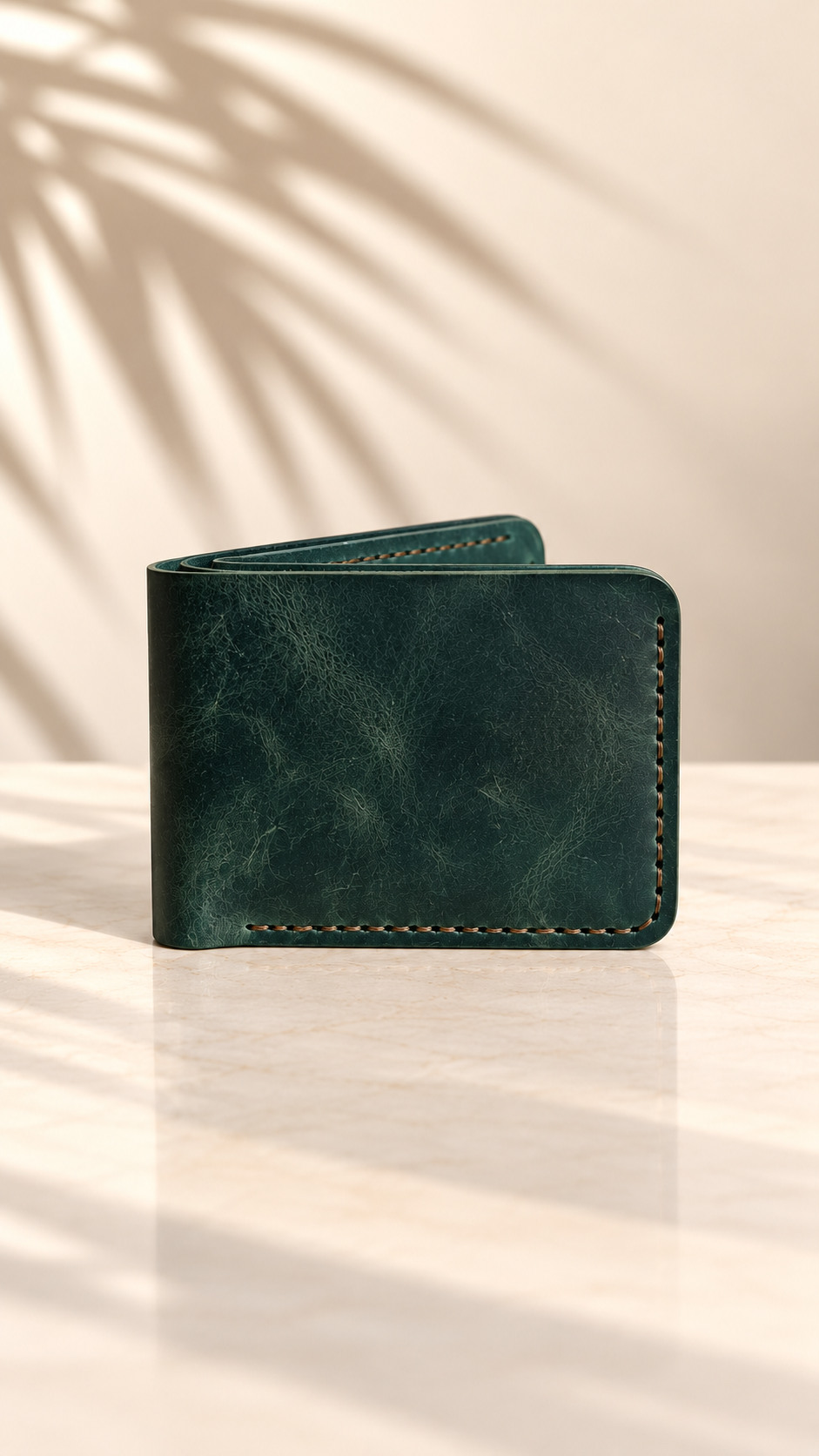 Teal Six-Slot Bifold Wallet