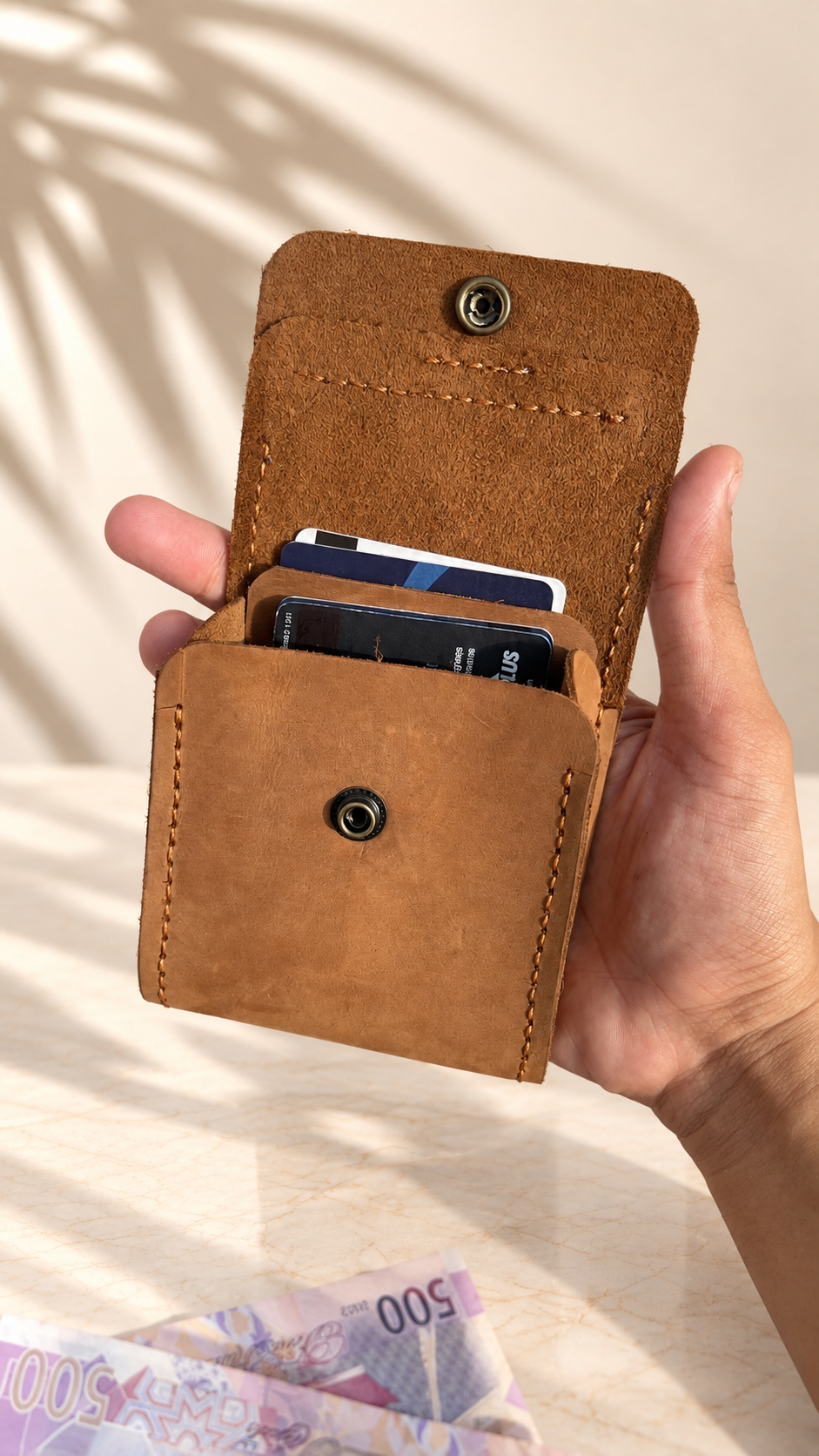 Compact Leather Card Wallet - Image 2